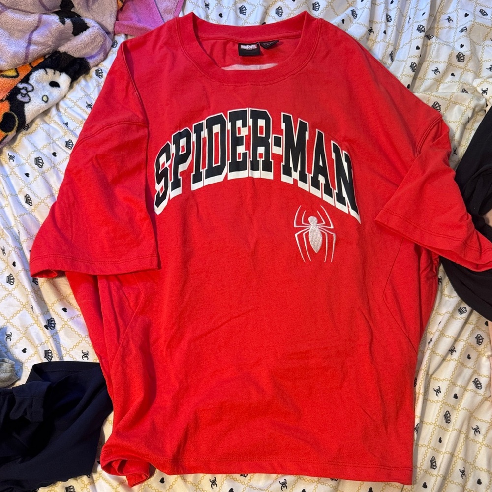Marvel Spider-Man Red Graphic Tee with Spider Emblem